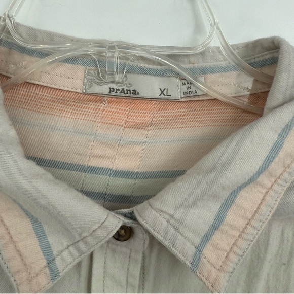 PRANA Percy Long Sleeve Button Front Shirt Stripe Peach Women's Size XL Women - Picture 6 of 9